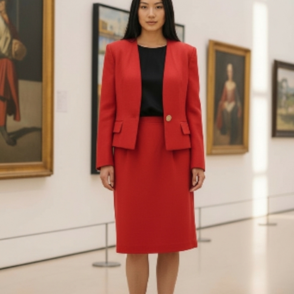 Worthington Red Blazer and Skirt Set